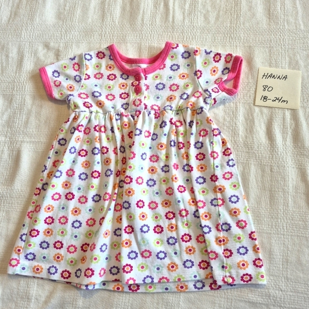 Hanna Andersson girls size 80 or 18-24 months play dress floral print VGUC
